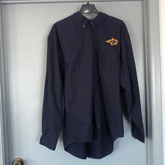 MONTANA STATE MSU BOBCATS 2XL Blue Long Sleeve Button Front Men's Shirt - Picture 1 of 8
